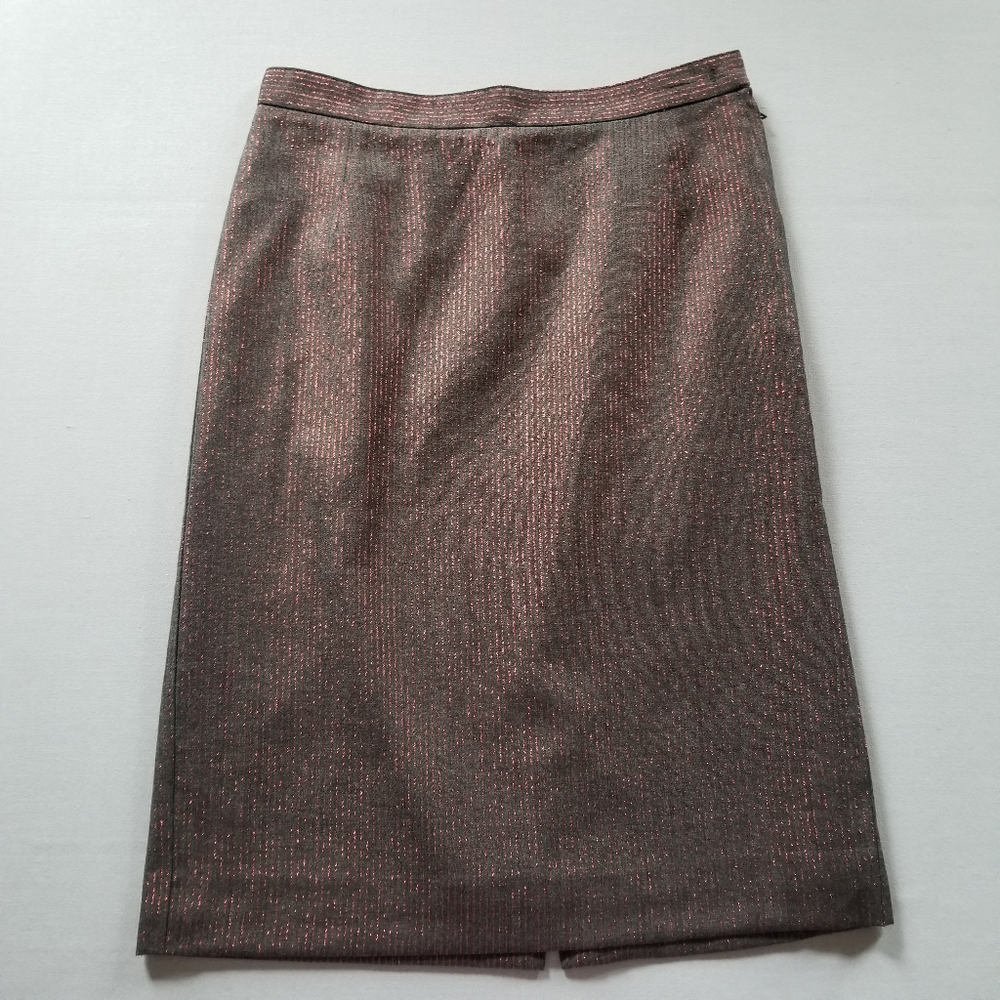 Gray & red metallic pencil skirt